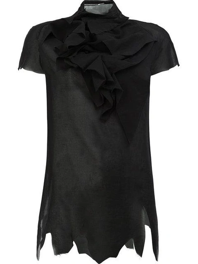 Aganovich Ruffled Front T-shirt In Black