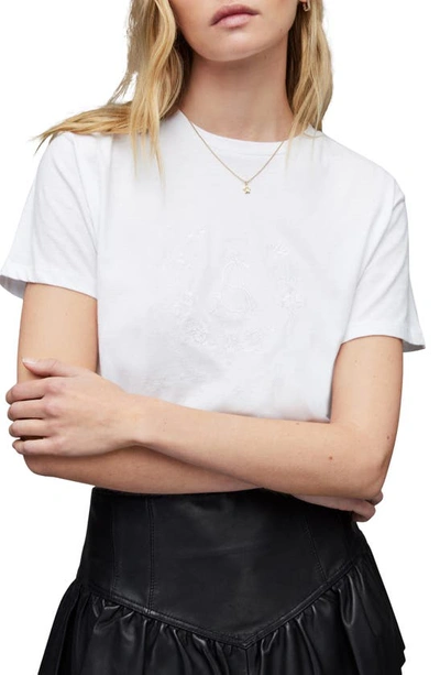 Allsaints Grace Logo-embroidered Cotton-jersey T-shirt In White