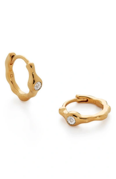Monica Vinader Siren Recycled 18ct Yellow Gold-plated Vermeil Sterling-silver And 0.01ct Diamond Huggie Earrings