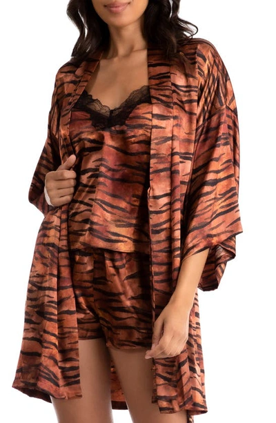 Midnight Bakery Tiger Print Satin Wrap In Rust