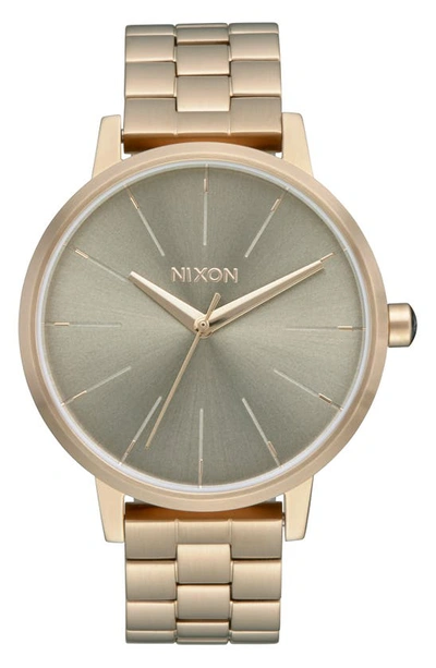 Nixon 'the Kensington' Round Bracelet Watch, 37mm In Light Gold / Vintage White