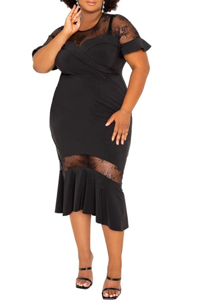 Buxom Couture Sweetheart Mermaid Dress With Lace Insert In Black