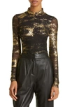 Ted Baker Sofiy Foil Print Mesh Top In Black