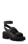Bc Footwear On The Prowl Strappy Wedge Sandal In Black