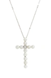 SAVVY CIE JEWELS FRESHWATER PEARL CROSS PENDANT NECKLACE