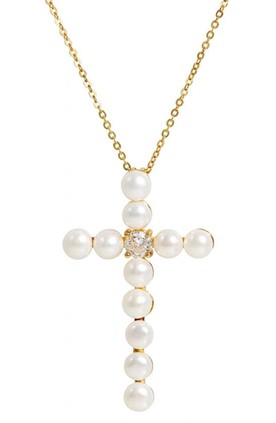 Savvy Cie Jewels Freshwater Pearl Pendant Necklace In Yellow