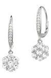 Savvy Cie Jewels Cubic Zirconia Floral Drop Earrings In White