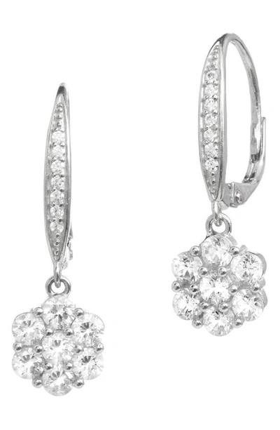 Savvy Cie Jewels Cubic Zirconia Floral Drop Earrings In White