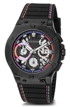 GUESS OMBRÉ MULTIFUNCTION SILICONE STRAP WATCH, 44MM