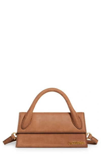Jacquemus Le Chiquito Long Leather Top Handle Bag In Brown