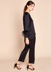 Gilda & Pearl Pillow Talk Feather Trim Pyjama Set In  Black
