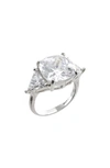 Cz By Kenneth Jay Lane Cushion Cut Cubic Zirconia Ring In Clear/silver