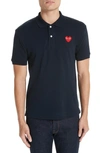 Comme Des Garçons Play Heart Logo Slim Fit Polo In Blue