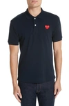 Comme Des Garçons Play Embroidered Heart Polo Shirt In Navy