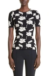 Adam Lippes Floral-print Short-sleeved Top In Black