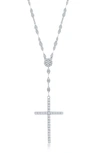 Simona Sterling Silver Cz Cross Pendant Necklace In Silver