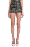 Versace Crystal Logo Virgin Wool Miniskirt In Nero Crystal