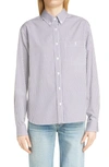 Saint Laurent Stripe Cotton Poplin Button-down Shirt In Blanc Encre