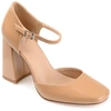 Journee Collection Women's Hesster Block Heel Ankle Strap Pumps In Beige