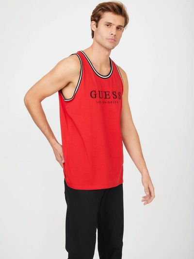Guess Factory Nichols Embroidered Logo Tank In Red