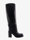 Bottega Veneta Leather High Shaft Block Heel Boots In Black