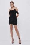 Simkhai Camden Draped Fringe Mini Dress In Black
