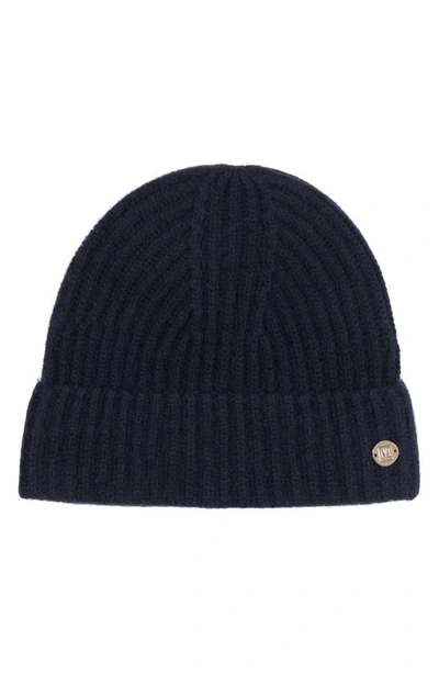 Bruno Magli Cashmere Ribbed Knit Beanie In Blue