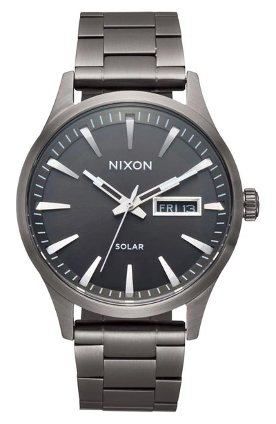 Nixon Sentry Solar Bracelet Watch, 40mm In Gunmetal