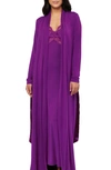 Fleur't Satin Tie Stretch Micromodal Robe In Dark Orchid