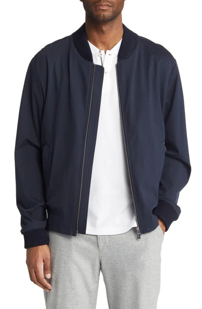 Hugo Boss Performance Jersey Slim Fit Bomber Jacket In Blue