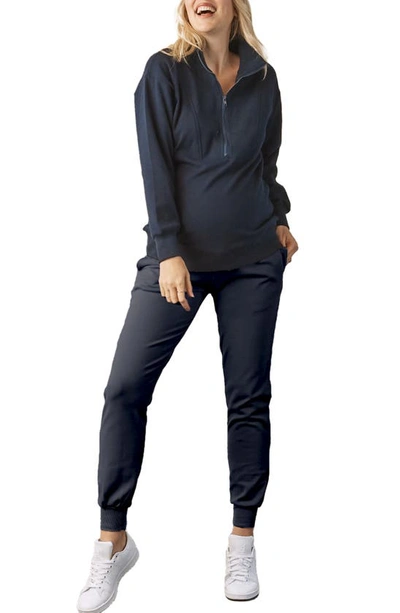 Angel Maternity Maternity/nursing 2-piece Track Set In Navy