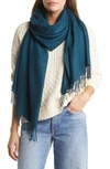 Nordstrom Tissue Weight Wool & Cashmere Scarf In Teal Abyss