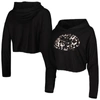 MAJESTIC MAJESTIC THREADS BLACK SAN FRANCISCO 49ERS LEOPARD CROPPED PULLOVER HOODIE
