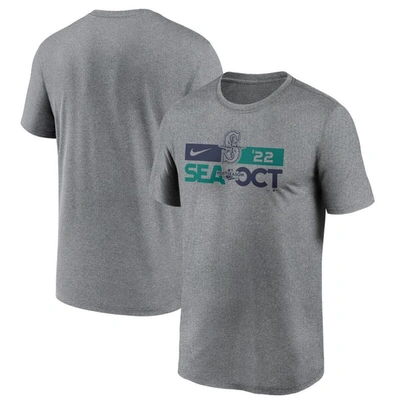 Nike Heather Charcoal Seattle Mariners 2022 Postseason T-shirt