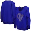 Cuce Royal Los Angeles Rams Deep V-neck Pullover Sweatshirt In Royal