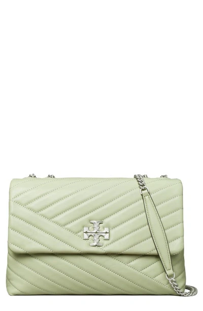 Tory Burch Kira Chevron Convertible Leather Shoulder Bag In Pine Frost