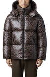 Mackage Kent Lustrous Light Water Repellent 800 Fill Power Down Recycled Polyester Hooded Puffer Jacket In Coffee