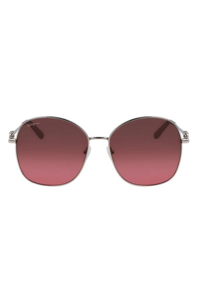 Ferragamo 59mm Gradient Sunglasses In Gold/ Brown Red Gradient