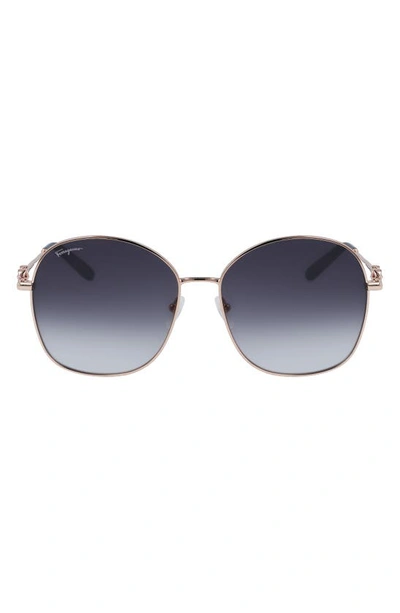 Ferragamo 59mm Gradient Sunglasses In Rose Gold/ Grey Gradient