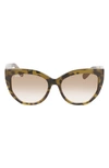Ferragamo 56mm Gradient Cat Eye Sunglasses In Tortoise Green