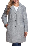 Gallery Notch Collar Tweed Coat In Black/white