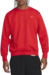 Nike Dri-fit Standard Issue Crewneck Sweatshirt In University Red/ Pale Ivory