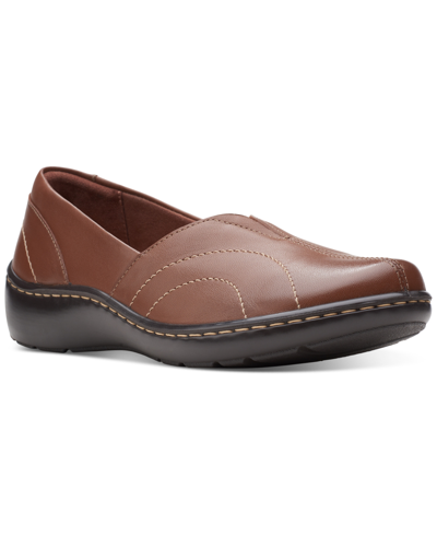 Clarks Cora Meadow  Womens Leather Arch Support Flats Shoes In Brown
