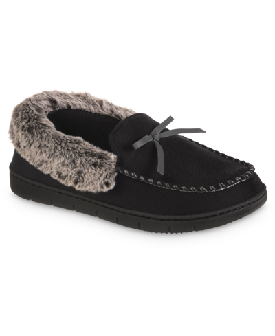 Isotoner Signature Women's Microsuede Rae Comfort Moccasin Slippers In Black