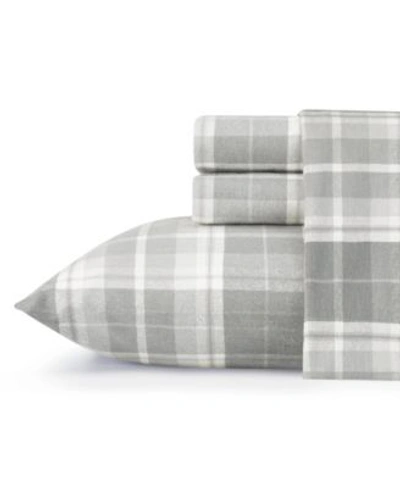 Laura Ashley Mulholland Plaid Flannel Sheet Set Bedding In Medium Grey