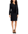 Le Suit Collarless Dress Suit, Regular & Petite In Black