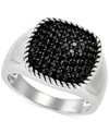 MACY'S MEN'S LAB CREATED BLACK SPINEL (1-1/2 CT.TW.) BAND RING IN STERLING SILVER