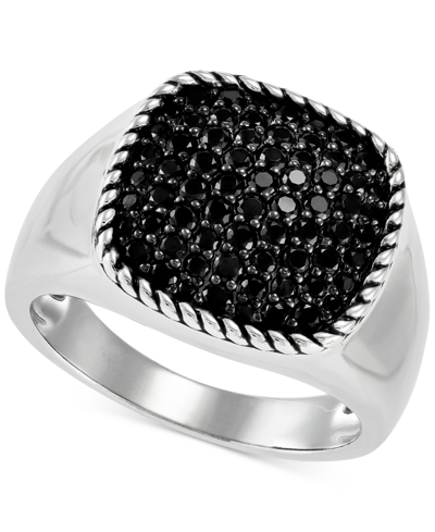 Macy's Men's Lab Created Black Spinel (1-1/2 Ct.tw.) Band Ring In Sterling Silver