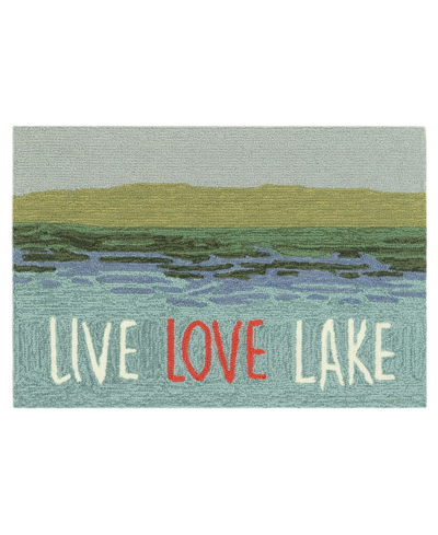 Liora Manne Frontporch Live Love Lake 1'8" X 2'6" Outdoor Area Rug In Blue