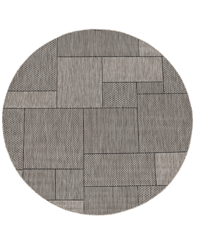 Kas Provo 5769 7'10" X 7'10" Round Outdoor Area Rug In Gray